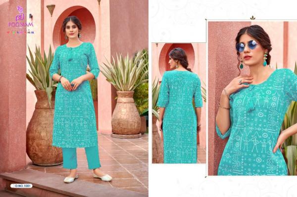 Poonam Rockstar Rayon Slub Kurti With Bottom Collection 